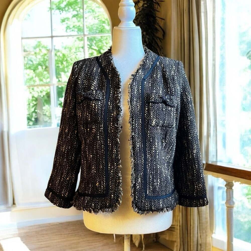 NEW True Meaning Anthro Tweed Multi Classic Business Career Blazer Jacket 6 NWOT